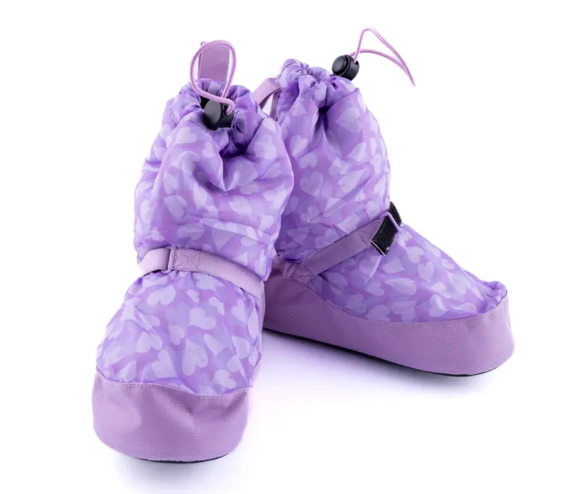 Bloch Booties, mintás melegítő cipő - lila szív Bloch