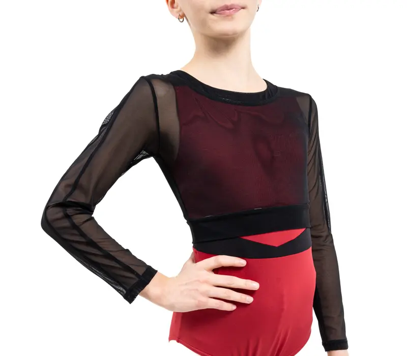 Capezio C'est La Vie Joyeux mesh cover up lányos top - Fekete